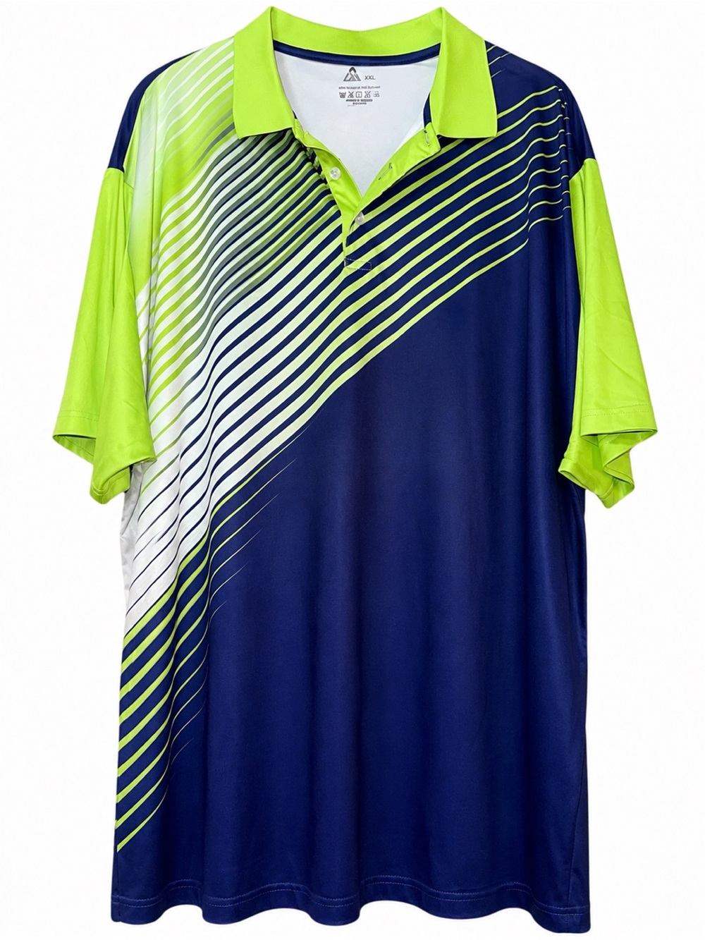 Men's Navy and Lime Polo Shirt 3XL